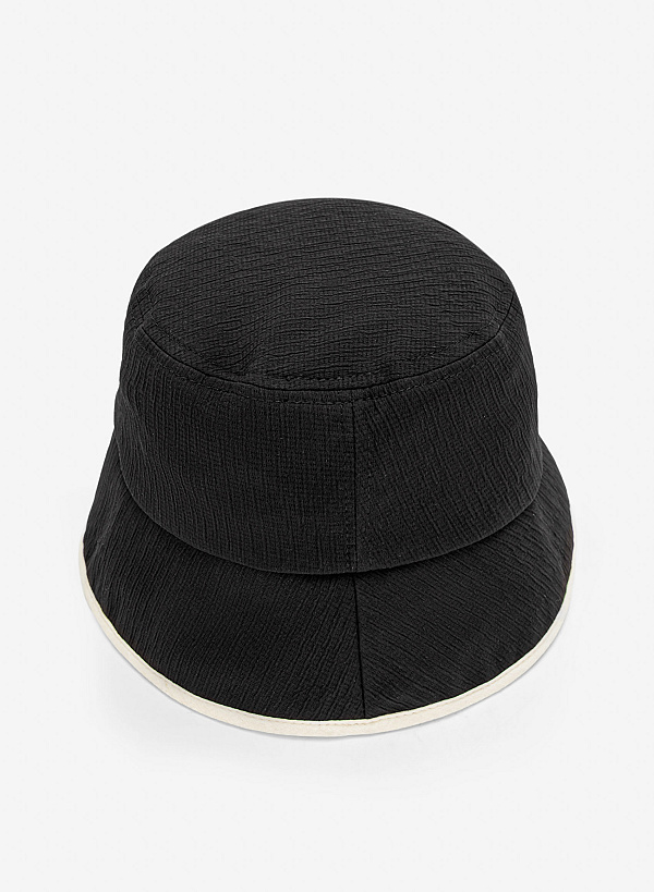 Nón vành đơn sắc nhấn viền màu - WBH 0012 - Màu đen - VASCARA