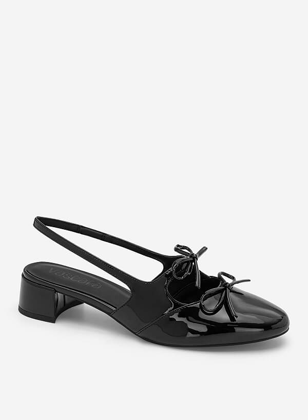 Slingback bít mũi tròn đính nơ trang trí