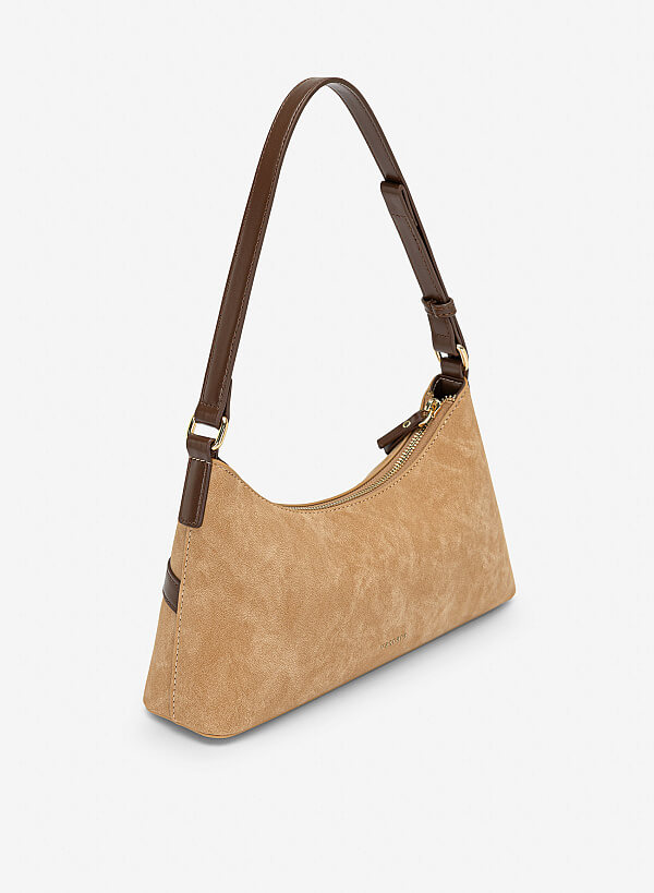 Túi đeo vai nhấn khóa thanh lịch - SHO 0302 - Màu be - VASCARA