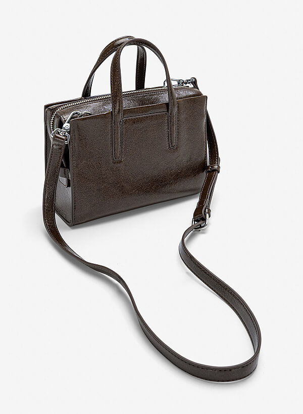 Túi xách da bóng cá tính - TOT 0210 - Màu nâu đậm - VASCARA