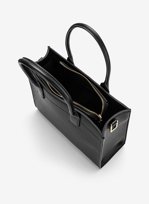 Túi xách tay quai đôi tối giản - TOT 0215 - Màu đen - VASCARA