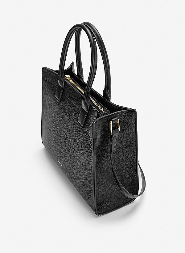 Túi xách tay quai đôi tối giản - TOT 0215 - Màu đen - VASCARA