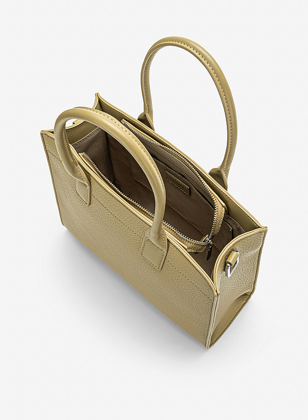 Túi xách tay quai đôi tối giản - TOT 0215 - Màu xanh olive - VASCARA