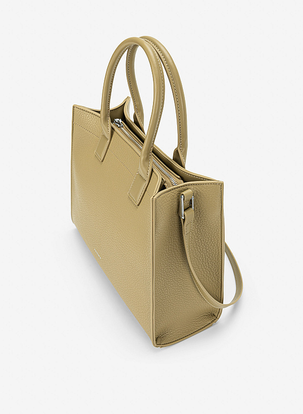 Túi xách tay quai đôi tối giản - TOT 0215 - Màu xanh olive - VASCARA