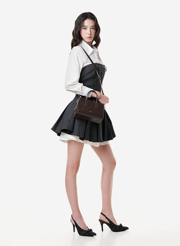 Túi xách da bóng cá tính - TOT 0210 - Màu nâu đậm - VASCARA