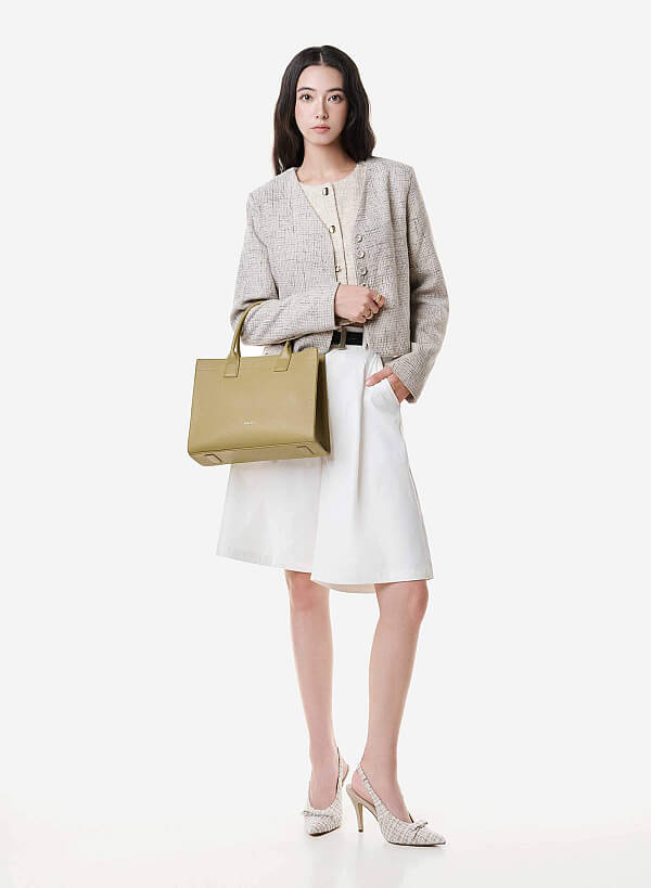 Túi xách tay quai đôi tối giản - TOT 0215 - Màu xanh olive - VASCARA