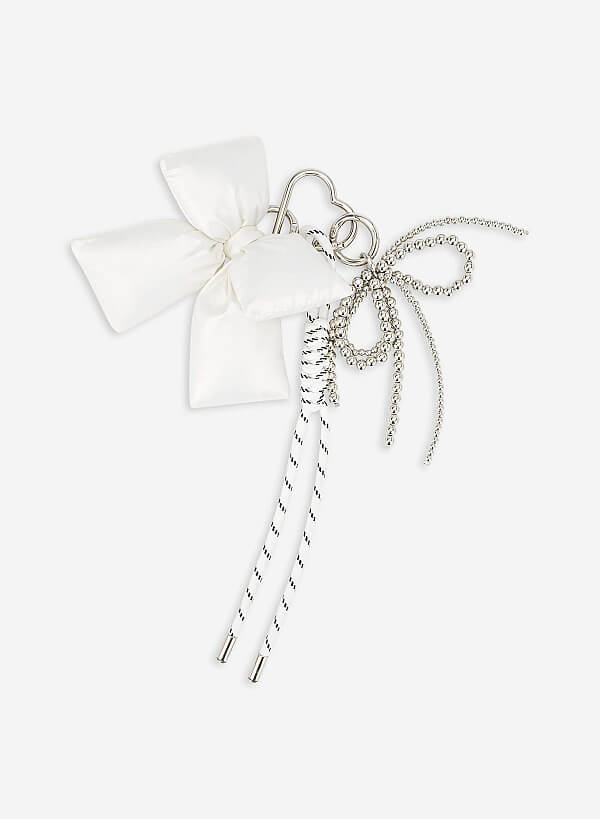 Charm dây hoạ tiết nơ chần bông - CHM 0037 - Màu trắng đen - VASCARA