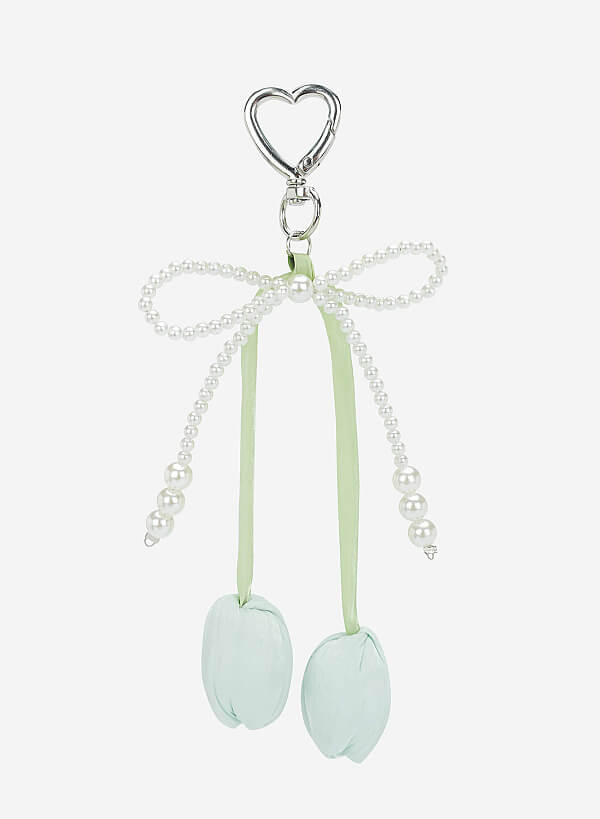 Charm dây ngọc trai nhấn nơ hoa