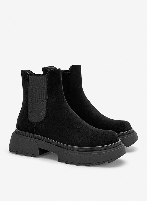 Giày boots đệm vải dáng Chelsea - BOT 0949 - Màu đen - VASCARA