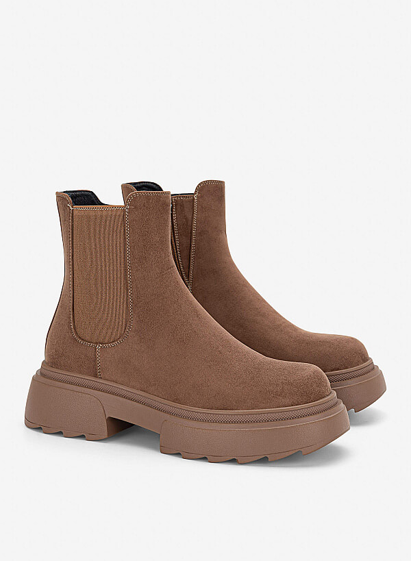 Giày boots đệm vải dáng Chelsea - BOT 0949 - Màu nâu đậm - VASCARA