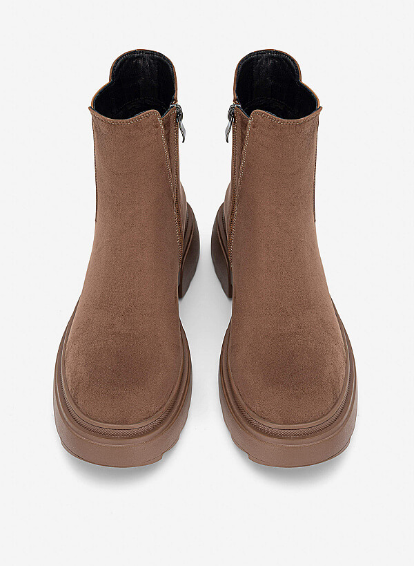 Giày boots đệm vải dáng Chelsea - BOT 0949 - Màu nâu đậm - VASCARA