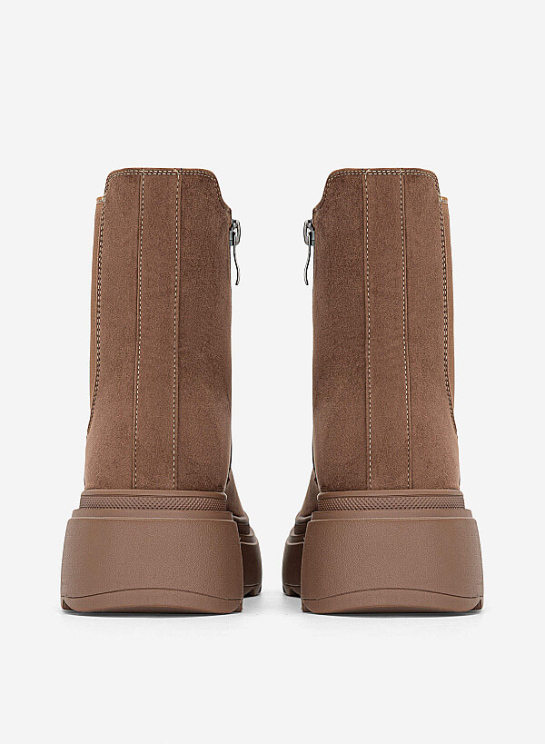 Giày boots đệm vải dáng Chelsea - BOT 0949 - Màu nâu đậm - VASCARA
