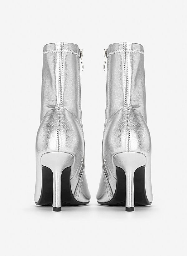 Giày boots mũi tròn cổ cao - BOT 0950 - Màu bạc - VASCARA