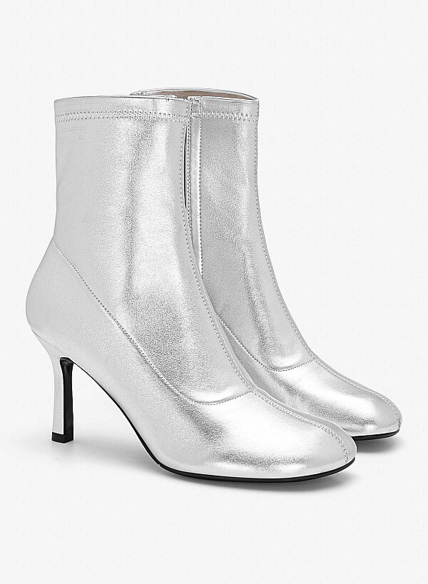 Giày boots mũi tròn cổ cao - BOT 0950 - Màu bạc - VASCARA