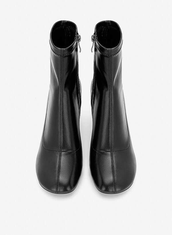 Giày boots mũi tròn cổ cao - BOT 0950 - Màu đen - VASCARA