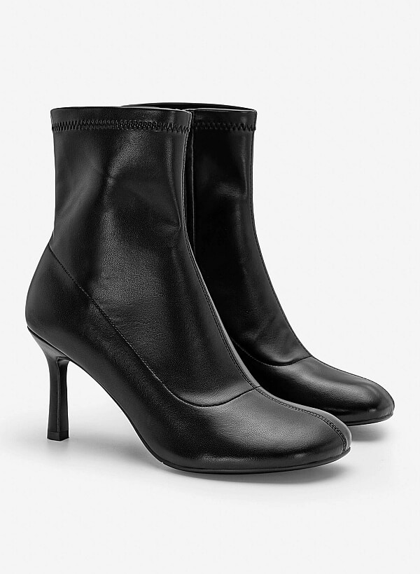 Giày boots mũi tròn cổ cao - BOT 0950 - Màu đen - VASCARA
