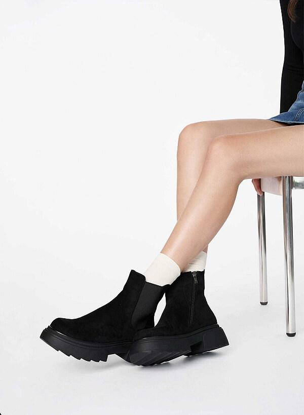 Giày boots đệm vải dáng Chelsea