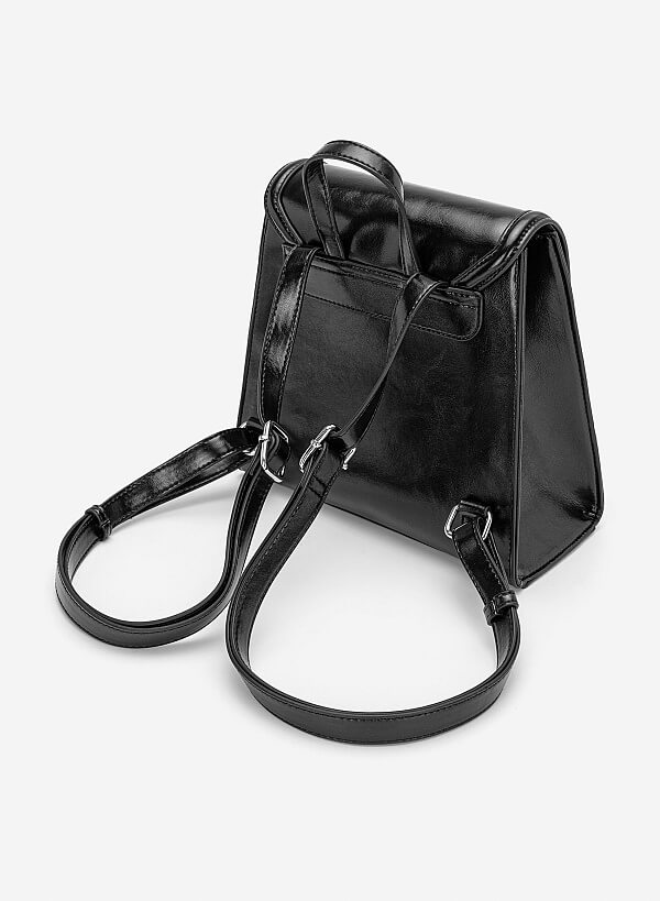 Balo nắp gập nhấn nổi viền - BAC 0232 - Màu đen - VASCARA