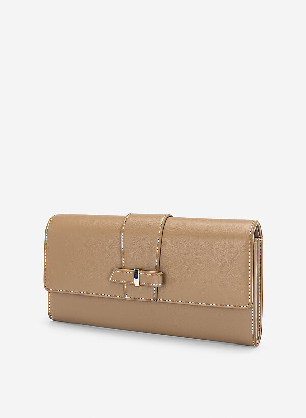 Clutch cầm tay nhấn chỉ trang trí - CLU 0141 - Màu be đậm - VASCARA
