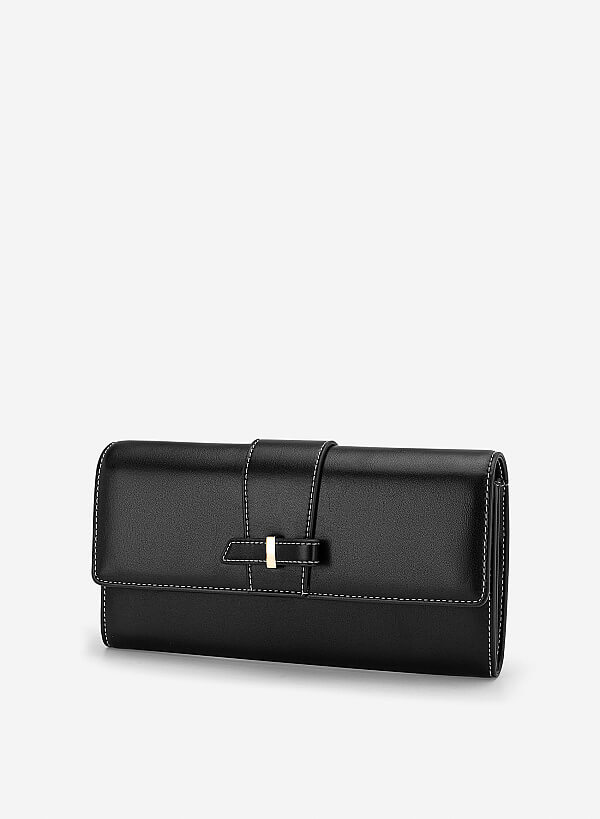Clutch cầm tay nhấn chỉ trang trí - CLU 0141 - Màu đen - VASCARA