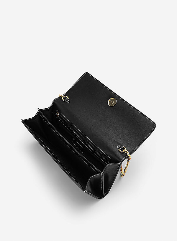 Clutch cầm tay nhấn chỉ trang trí - CLU 0141 - Màu đen - VASCARA