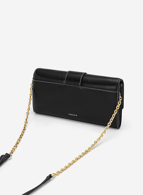 Clutch cầm tay nhấn chỉ trang trí - CLU 0141 - Màu đen - VASCARA