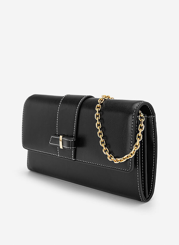 Clutch cầm tay nhấn chỉ trang trí - CLU 0141 - Màu đen - VASCARA