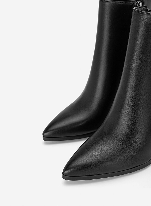 Giày ankle boots gót nhọn - BOT 0951 - Màu đen - VASCARA