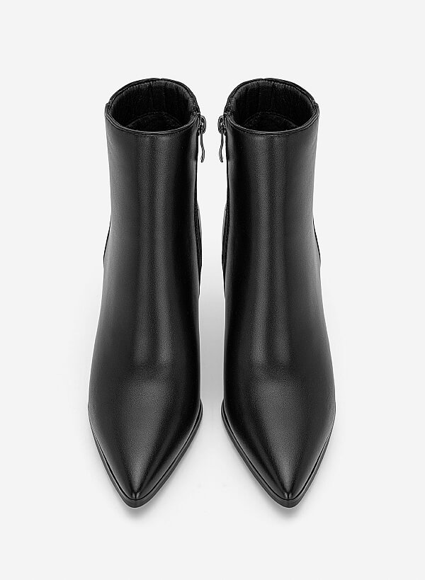 Giày ankle boots gót nhọn - BOT 0951 - Màu đen - VASCARA