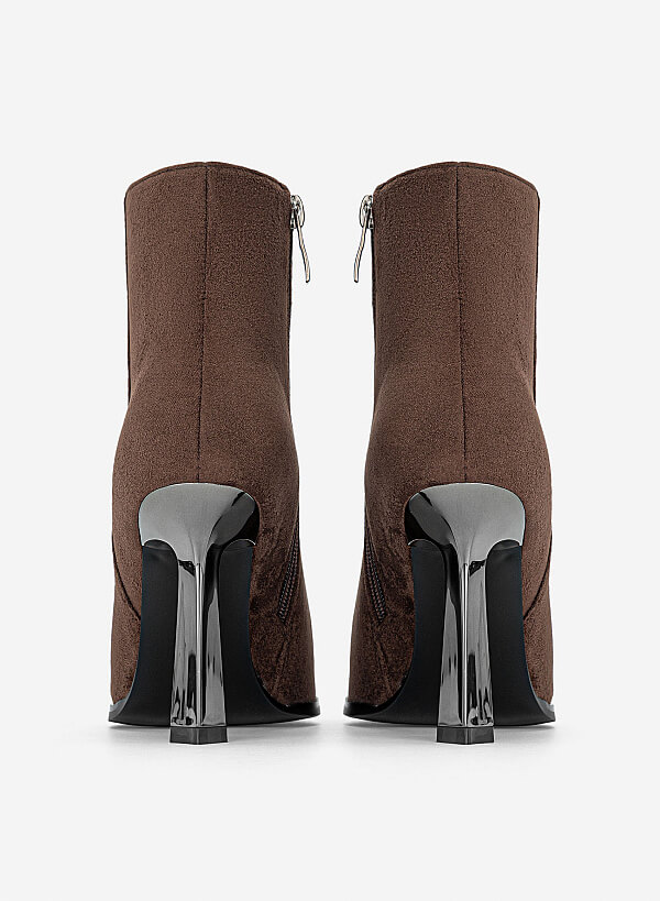 Giày ankle boots gót nhọn - BOT 0951 - Màu nâu đậm - VASCARA