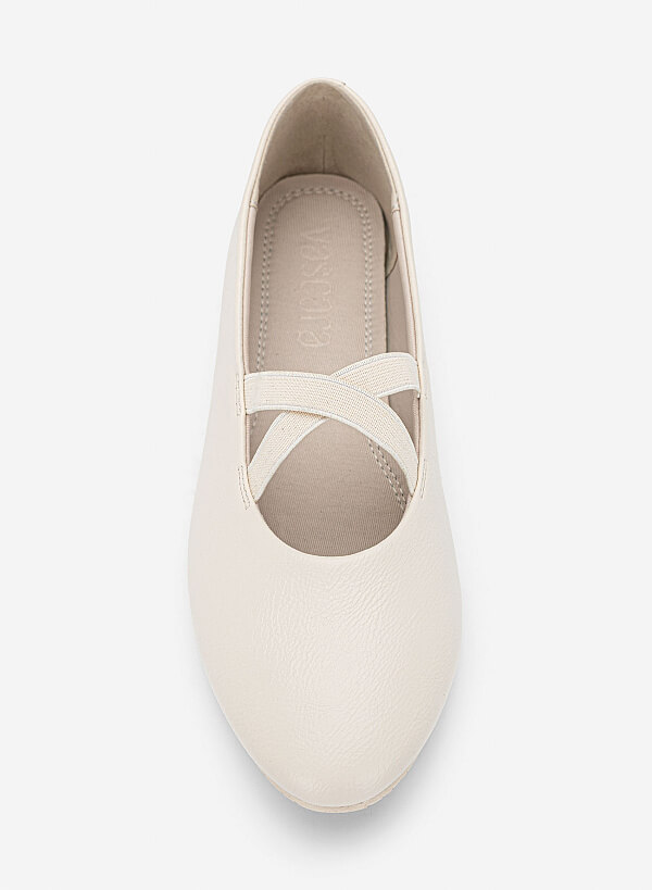 Giày ballerinas quai thun - GBB 0446 - Màu kem - VASCARA