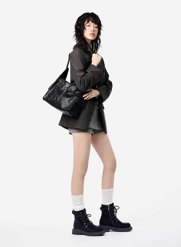 Giày boots buộc dây đế chunky
