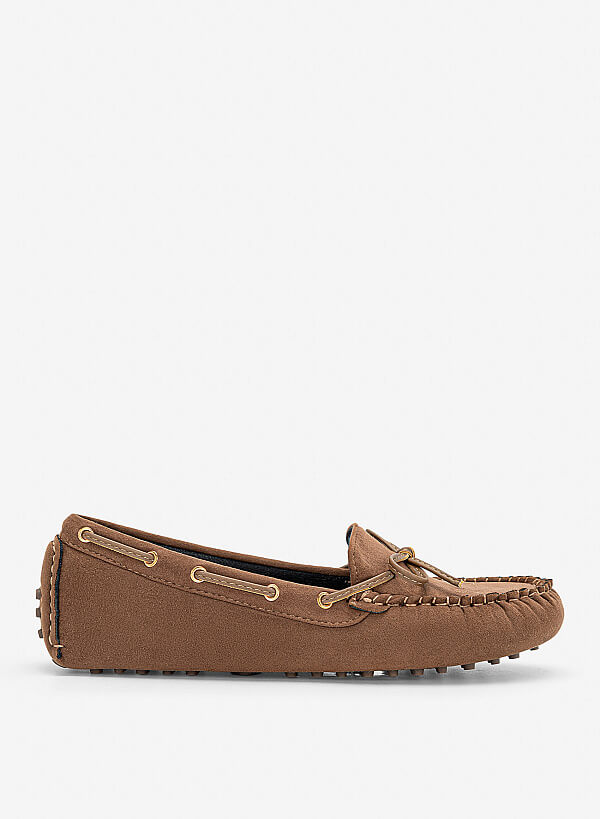 Giày moccasins nhấn nơ trang trí