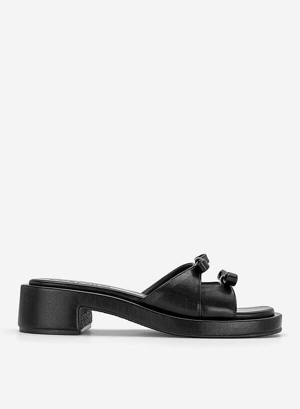 Guốc mules phối nơ trang trí