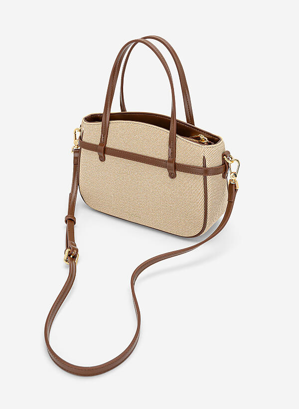 Túi xách tay nhấn đai khoá - TOT 0211 - Màu nâu - VASCARA