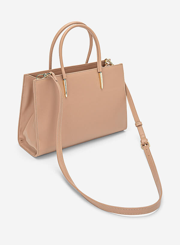 Túi xách tay vân cá sấu nhấn chân quai - TOT 0213 - Màu be - VASCARA