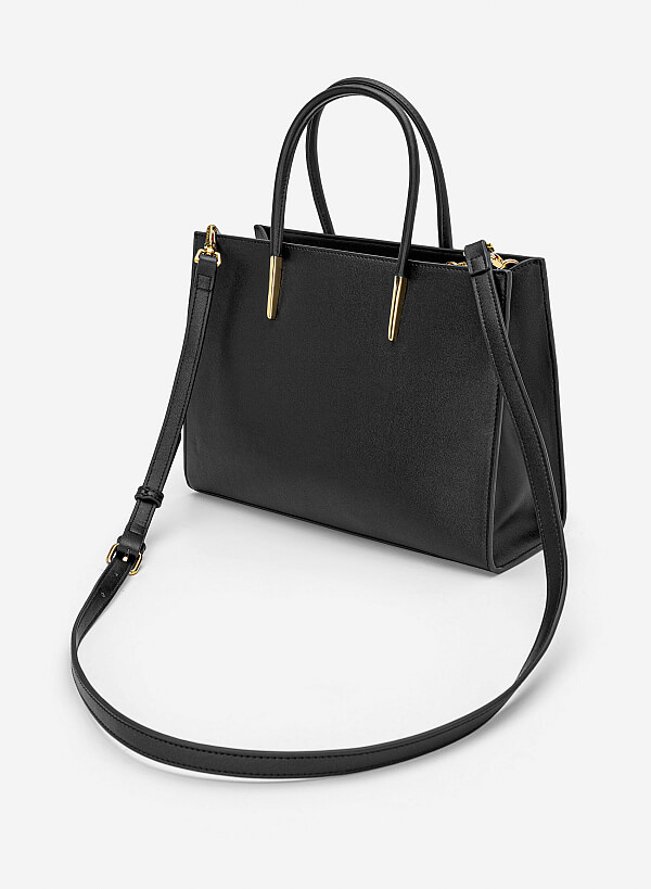 Túi xách tay vân cá sấu nhấn chân quai - TOT 0213 - Màu đen - VASCARA