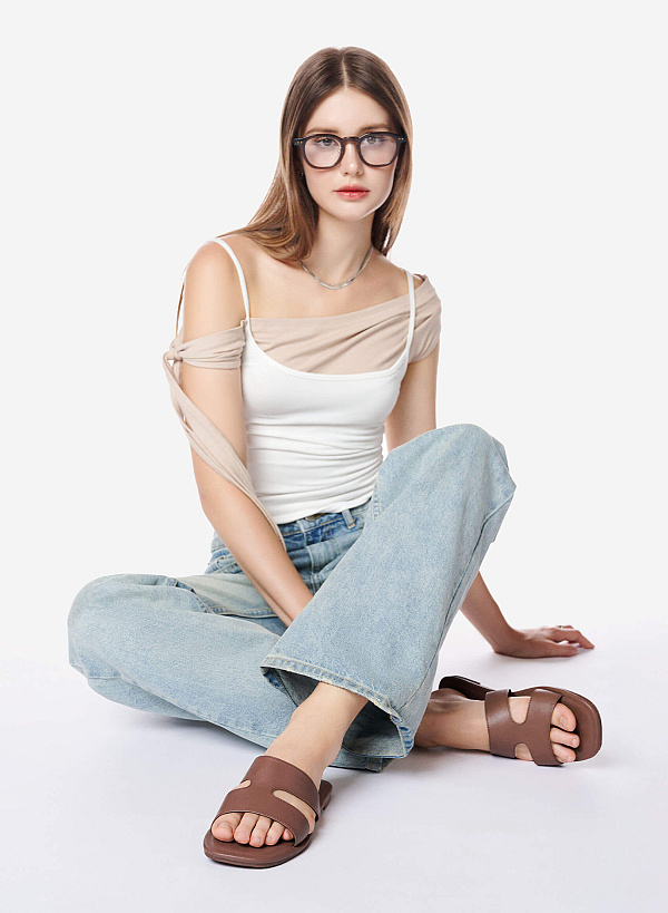 Dép quai ngang cut-out thanh lịch