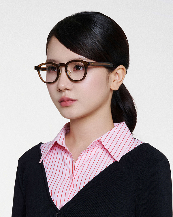 Gọng kính dáng tròn Lucid - WAY 0076 - Màu be đậm - VASCARA