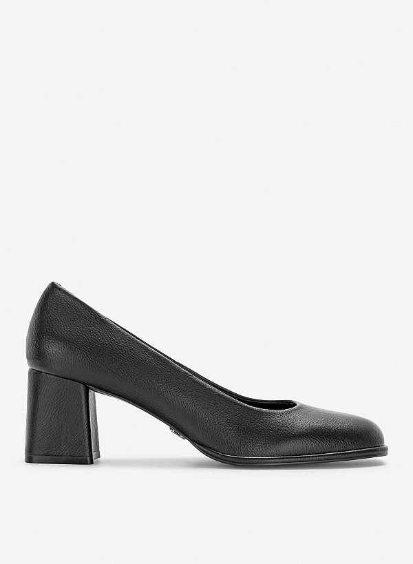 Giày bít mũi tròn block heel basic