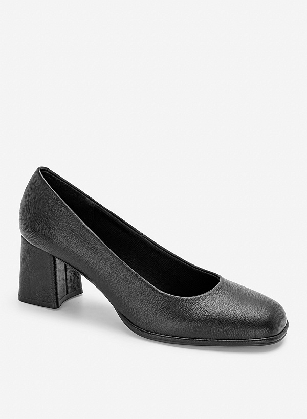 Giày bít mũi tròn block heel basic - BMN 0742 - Màu đen - VASCARA
