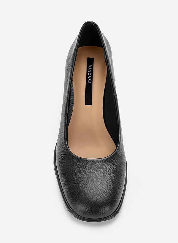Giày bít mũi tròn block heel basic - BMN 0742 - Màu đen - VASCARA