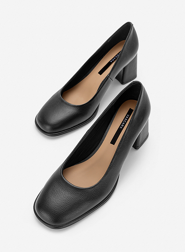 Giày bít mũi tròn block heel basic - BMN 0742 - Màu đen - VASCARA