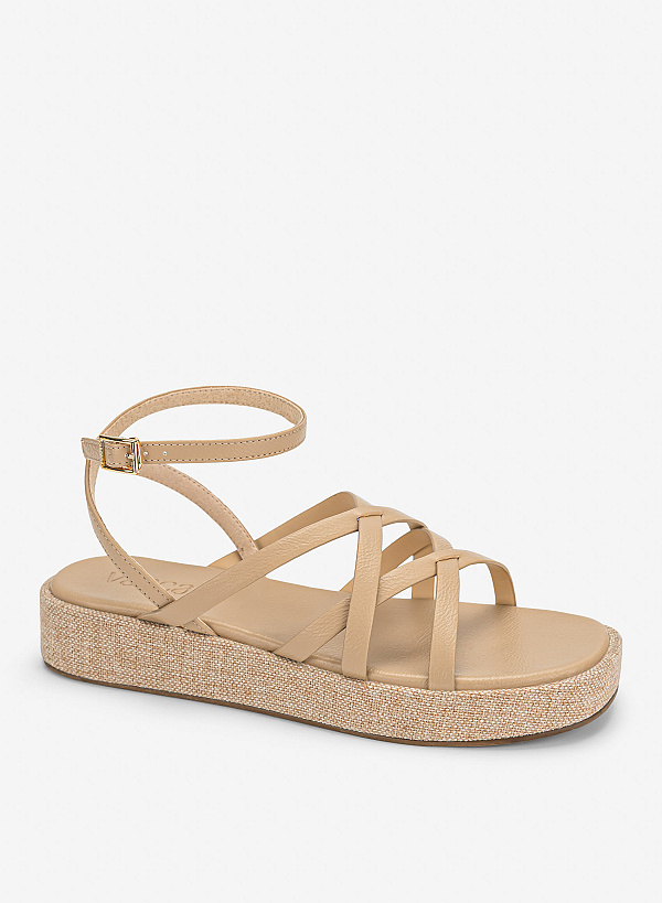 Giày gladiator flatform sandals - SDK 0353 - Màu be - VASCARA