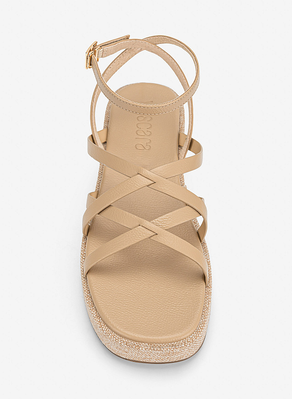 Giày gladiator flatform sandals - SDK 0353 - Màu be - VASCARA