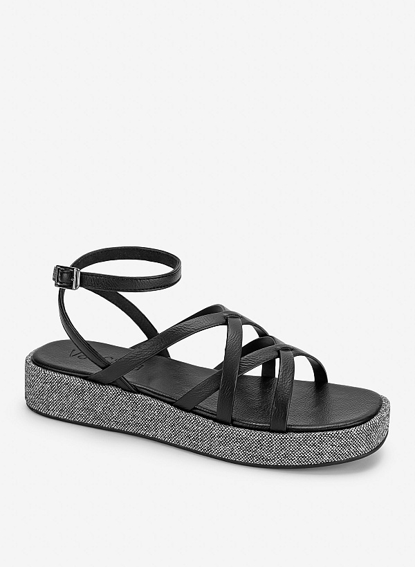 Giày gladiator flatform sandals - SDK 0353 - Màu đen - VASCARA