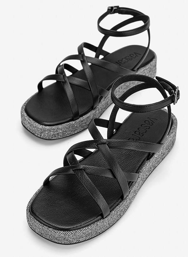 Giày gladiator flatform sandals - SDK 0353 - Màu đen - VASCARA