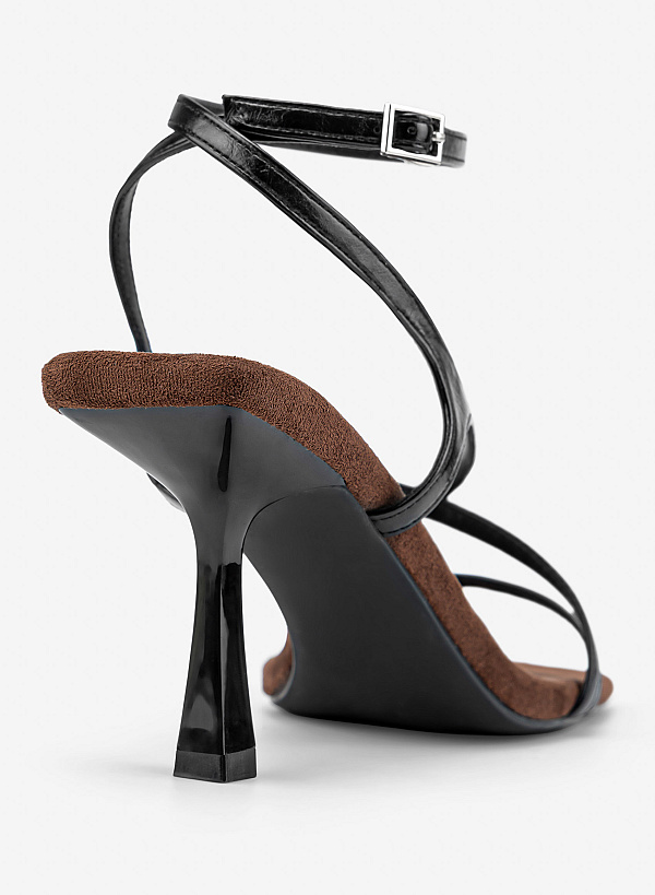 Giày sandals gót nhọn quai strappy - SDN 0858 - Màu đen - VASCARA