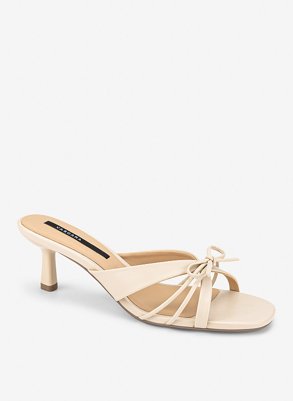 Guốc mules mũi tròn phối nơ - GNN 0239 - Màu be - VASCARA