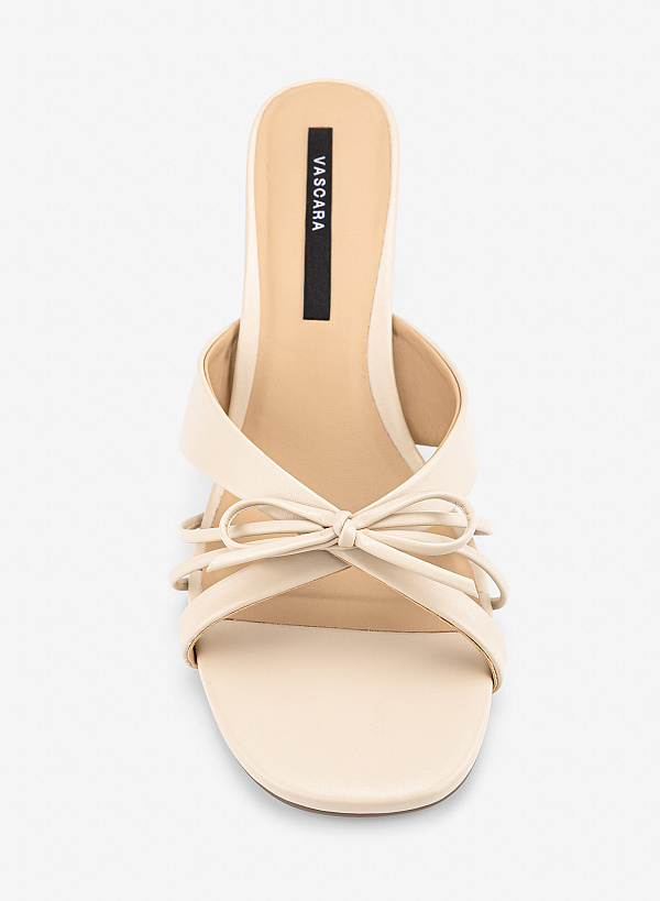 Guốc mules mũi tròn phối nơ - GNN 0239 - Màu be - VASCARA